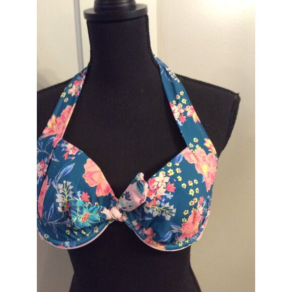 NWT Adore Me Floral Swim Top 38B Front Tie - Picture 1 of 3